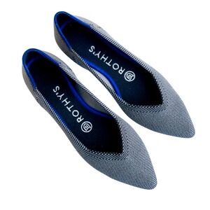Rothy's The Point Flats – Gray/Blue Trim – Women's Size 8.5